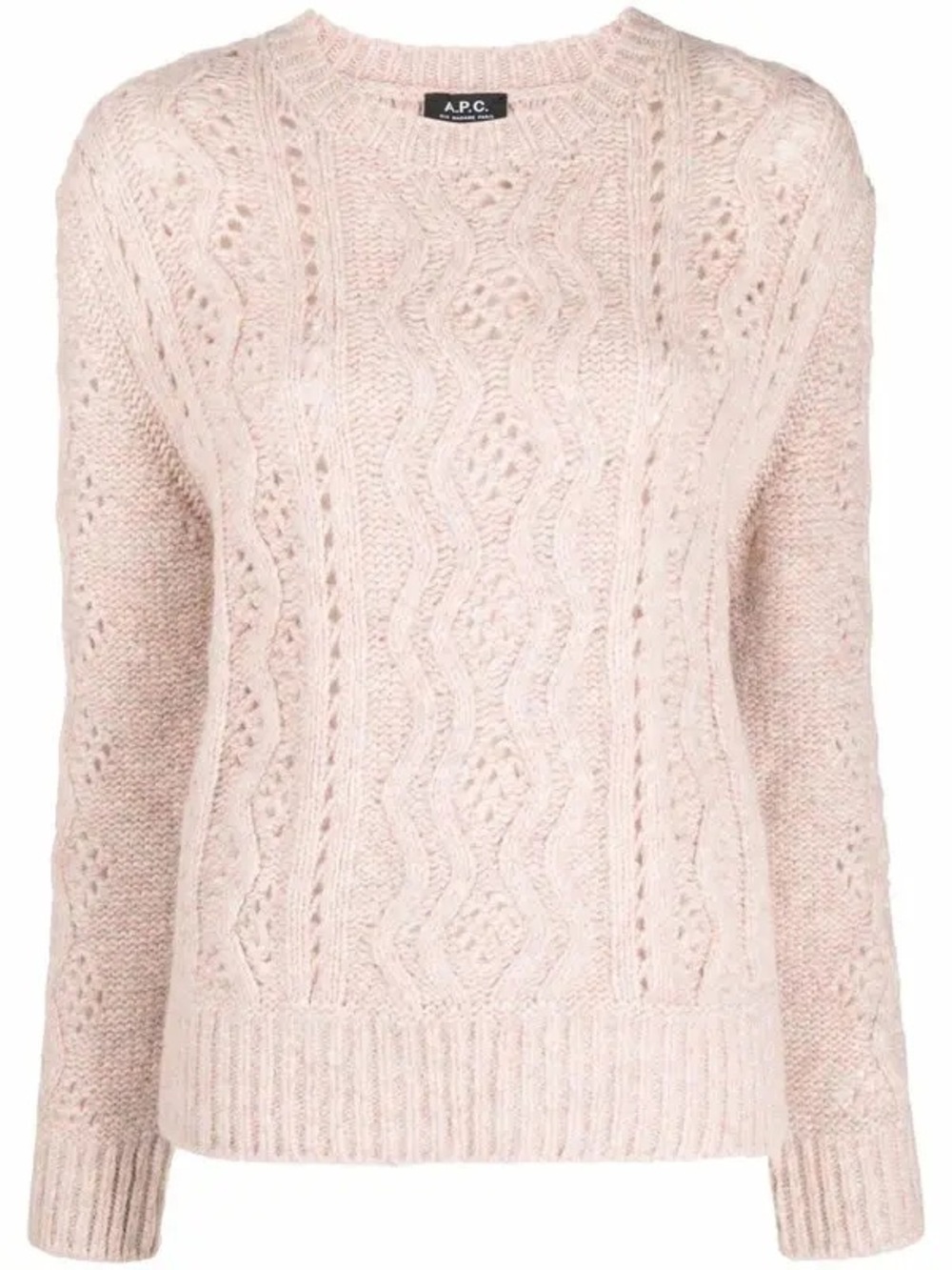 A.P.C. Women’s Dusty Pink Cable-Knit Crewneck Sweater